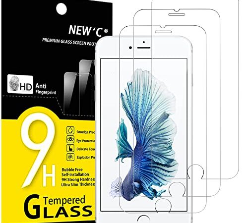 NEW'C 3 Piezas, Protector Pantalla para iPhone 6 Plus y iPhone 6s Plus, Antiarañazos, Antihuellas, Sin Burbujas, Dureza 9H, 0.33 mm Ultra Transparente, Ultra Resistente