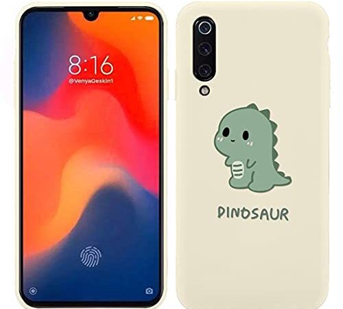 Pnakqil Funda para Xiaomi Mi 9 SE Patrón Silicona Cárcasa, Suave TPU Gel Antigolpes de Protector Piel Bumper Case Cover con Dibujos Diseño, Carcasa para Xiaomi Mi 9 SE, Dinosaurio Lindo