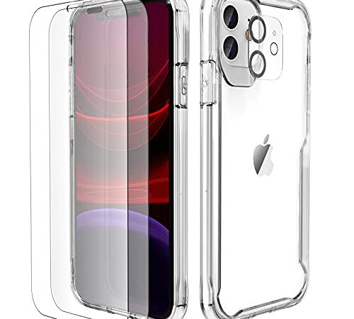 ORETECH Funda Transparente para iPhone 11 (6.1"), con [2x Vidrio Cristal Templado y 1x Cámara Protector de Pantalla] Silicona PC Bumper Carcasa Antichoque Anti-Arañazos Caso Case para iPhone 11, Clara