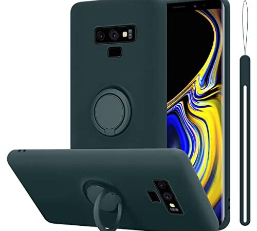 Cadorabo Funda Compatible con Samsung Galaxy Note 9 en Liquid Verde - Funda para Teléfono Móvil Hecha de Silicona TPU Flexible con Anillo - Funda Trasera Ultradelgada Parachoques