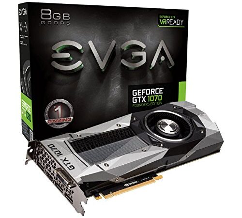 EVGA Nvidia GTX 1070 Founders Edition 8Gb GDDR5 1683mhz Boost, 1506Mhz Base, DP, HDMI, DL DVI PCI E Tarjeta gráfica