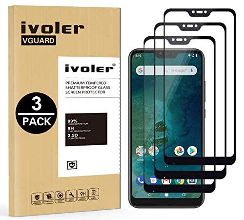 ivoler [3 Piezas] Protector de Pantalla para Xiaomi Mi A2 Lite, [Cobertura Completa] Cristal Vidrio Templado Premium, [Dureza 9H] [Anti-Arañazos] [Sin Burbujas]