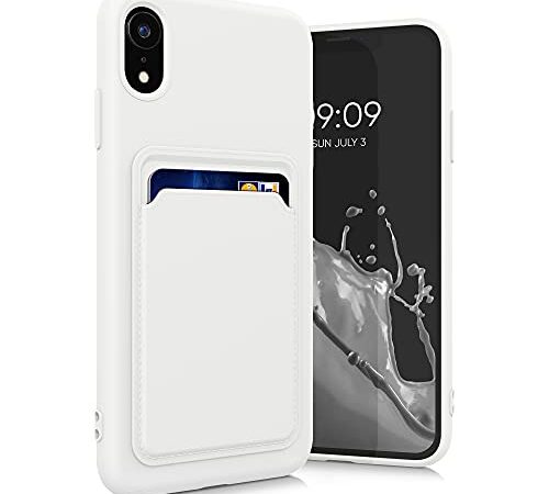 kwmobile Funda con Tarjetero Compatible con Apple iPhone XR - Carcasa Protectora de TPU Suave - Blanco