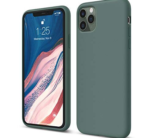 elago Funda Silicona líquida Compatible con iPhone 11 Pro MAX 6.5" - Premium Silicone, Protección de Cuerpo Completo : Estructura de 3 Niveles, Labio Elevado para Pantalla y cámara (Verde Nocturno)