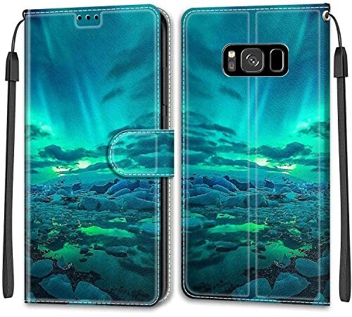 Feyten Funda para Samsung Galaxy S8, Fundas Samsung S8 Libro, Carcasa Galaxy S8 con Billetera Magnético, Tarjetero y Suporte, Capa Plegable Cartera Flip Phone Cover Case Samsung S8 (Aurora)