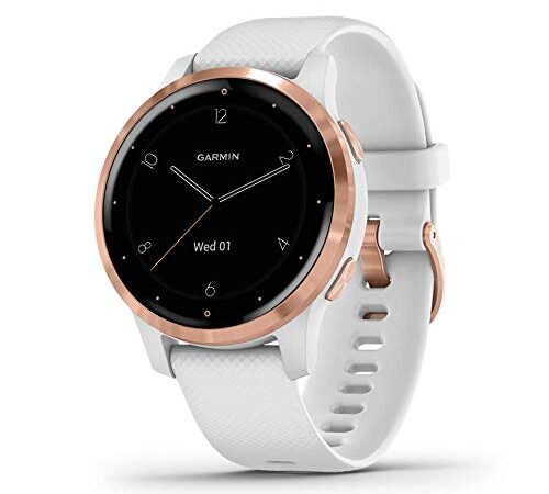 Garmin vívoactive 4S - Reloj Inteligente con GPS y Funciones de Control de la Salud Durante Todo el día, Color Blanco y Rose Gold