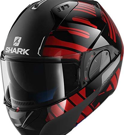 Shark Casco de moto EVO-ONE 2 LITHION DUAL KUR, Negro/Rojo, XS