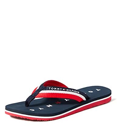 Tommy Hilfiger Flip Flops de para Mujer Tommy Loves Ny Beach Sandal, Azul (Midnight), 38