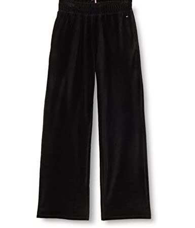 Tommy Hilfiger Women's Wide Leg Velour Pants Sweatpants, Black, L