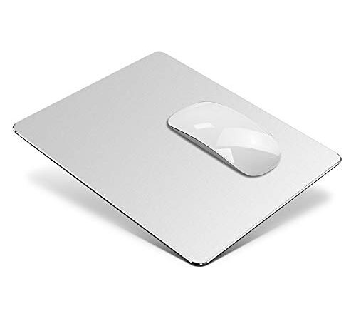 VAYDEER Alfombrilla Raton de Metal Alfombrilla de Aluminio Diseño de Doble Cara, Mouse Pad Dura Alfombrilla Impermeable para Juegos y Oficina (Pequeño, Plateado, 23x18 cm)