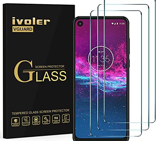 VGUARD 3 Piezas Protector de Pantalla para Motorola Moto One Vision/Motorola Moto One Action, Cristal Vidrio Templado Premium para Motorola Moto One Vision/Motorola Moto One Action