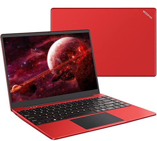 WOZIFAN computadora portatil 128 GB SSD Admite expansión SSD 1TB 14" Windows 10 Intel 6GB RAM Ordenador 2.4G+5G WiFi FHD Bluetooth USB HDMI con ratón inalambrico & Protector de Teclado(español)-Rosso