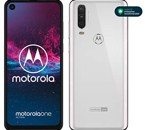 Motorola One Action - Smartphone Dual SIM (Triple cámara: 12 MP + 5 MP y video de 16 MP con ultra gran angular, 128 GB/4 GB, Pantalla 6,3” FHD+, Android 9.0) - Color Blanco [Versión Española]