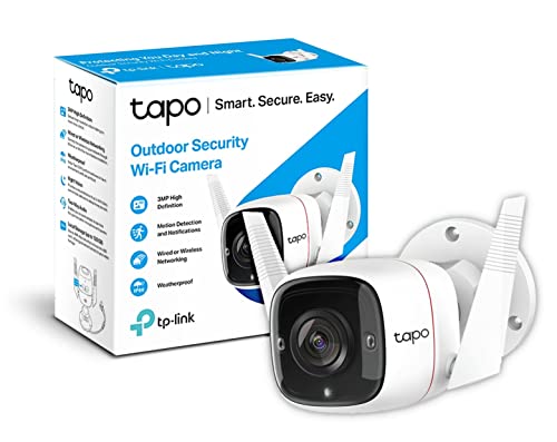 TP-Link TAPO C310 - Camara Vigilancia WiFi Exterior Interior,Resolución 3MP, IP66 con Visión Nocturna, Detección de Movimiento y Alarma Instantánea, Control con App IOS, Android, Compatible con Alexa