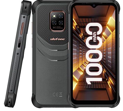 Ulefone Power Armor 14 Pro (8GB RAM) Android 12 Smartphone Resistente, Batería 10000mAh, 128GB ROM, 6,52'' Vidrio Gorilla 20MP+16MP Cámara, IP68 Impermeable Móvil Antigolpes, Carga Inalámbrica NFC