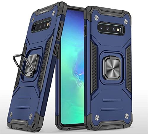 Ysnzaq Funda para Samsung Galaxy S10 Plus, Grado Militar a Prueba de Antigolpes Tough Armor Case con Soporte de Anillo Metálico Bumper Carcasa para Samsung Galaxy S10+ / S10 Plus.YF Blue